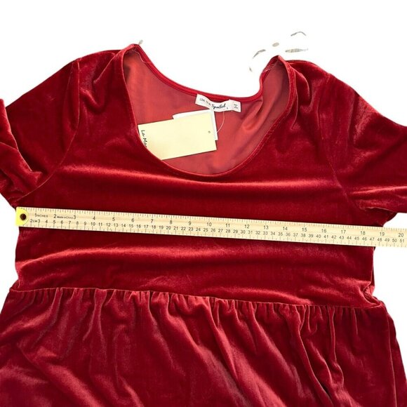 Live to be Spoiled Dress Women's Size Large red velvet long sleeve tiered - Picture 5 of 12